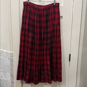 Elegant Red and Black Plaid Maxi Skirt